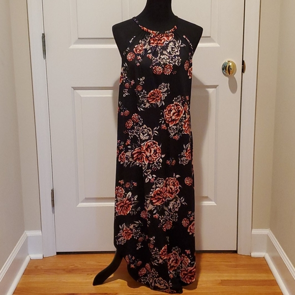 MRT 1030 Dresses & Skirts - MRT 1030 New Black Floral Maxi Dress